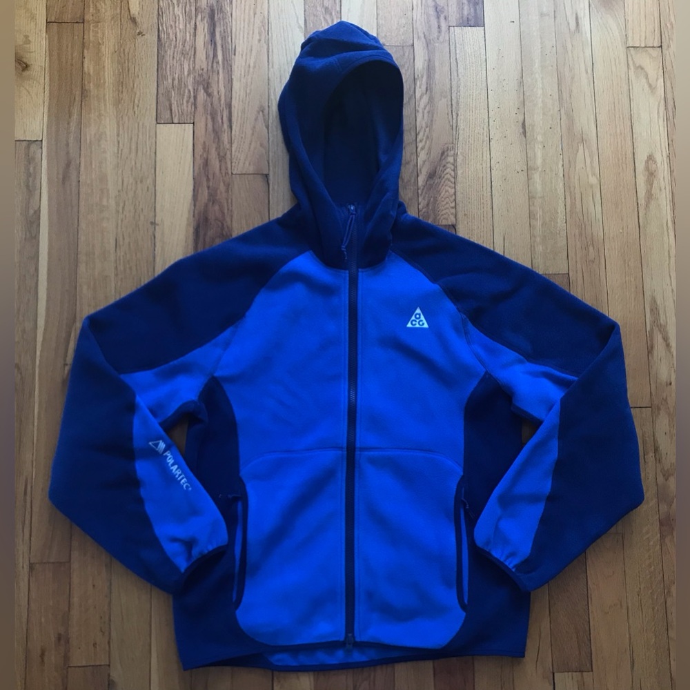 Size XS Mens Nike ACG Wolf Tree Fleece Full-Zip Hoodie Blue White HJ2460-480